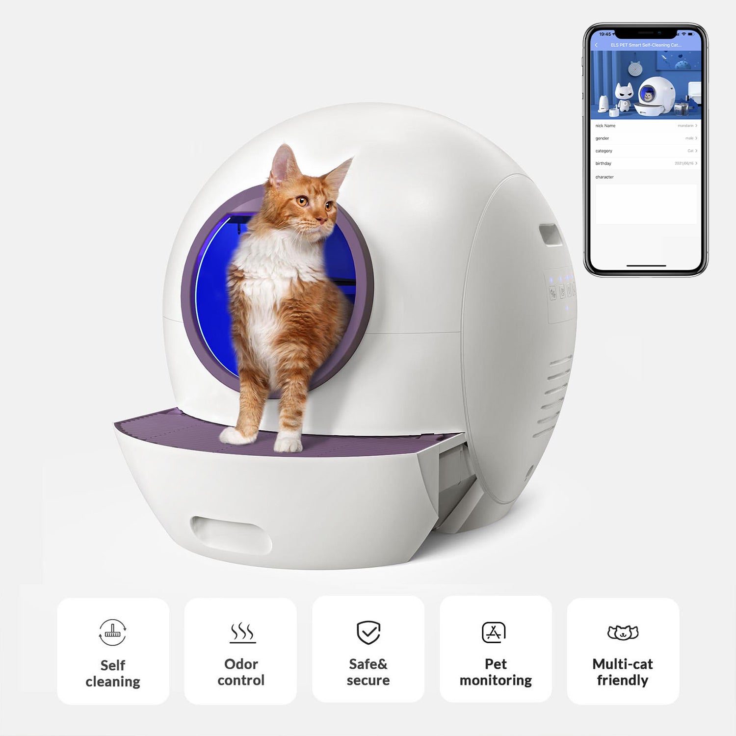 Els Pet Spaceship,Self Cleaning,Automatic Litter Box For Cats