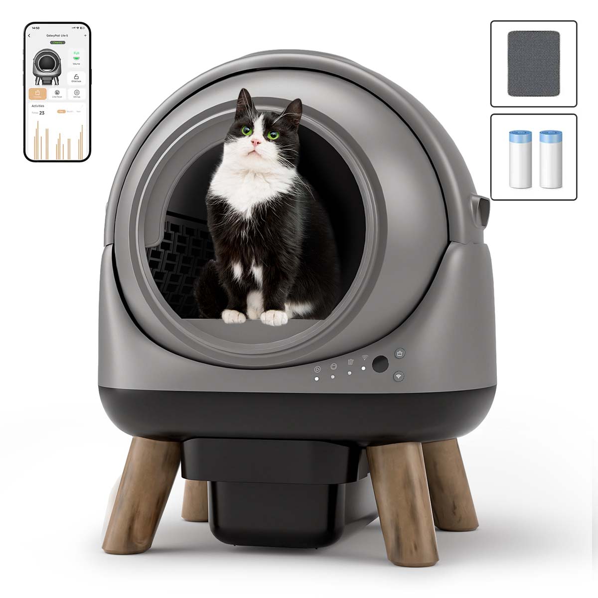 [Memorial Day Sale] New Arrivals Els Pet Orbitie with Wide Opening Self Cleaning Litter Box for Cats