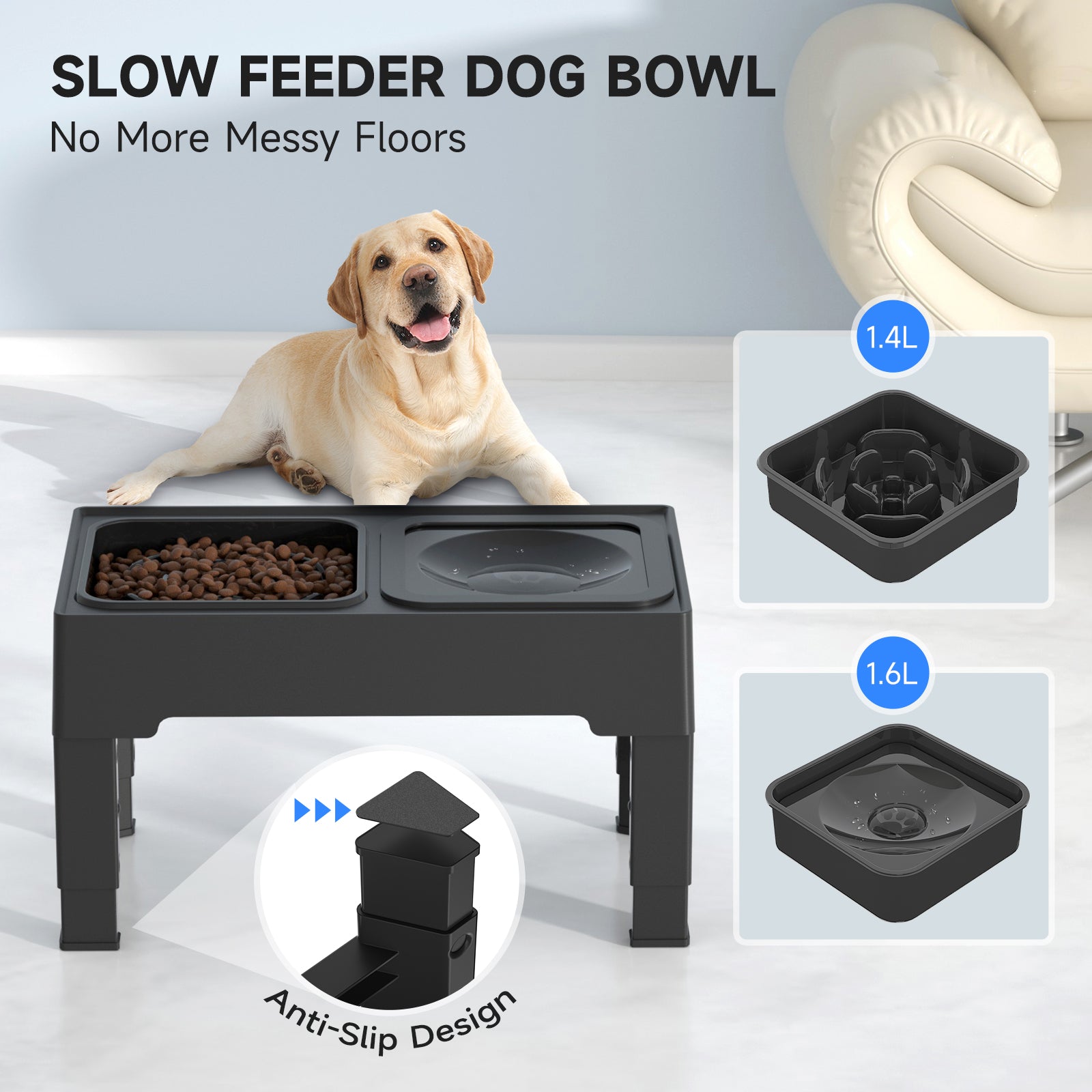 ELS PET Elevated Dog Bowls Adjustable Raised Dog Bowl with Slow Feeder Dog  Bowl and Dog Water Bowl Non-Spill for Dogs and Pets - AliExpress